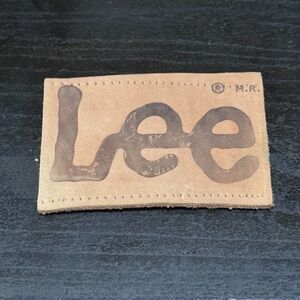 Vintage 1980s Lee Jeans Leather Patch Sew On Salvaged Denim Label Upcycle Craft